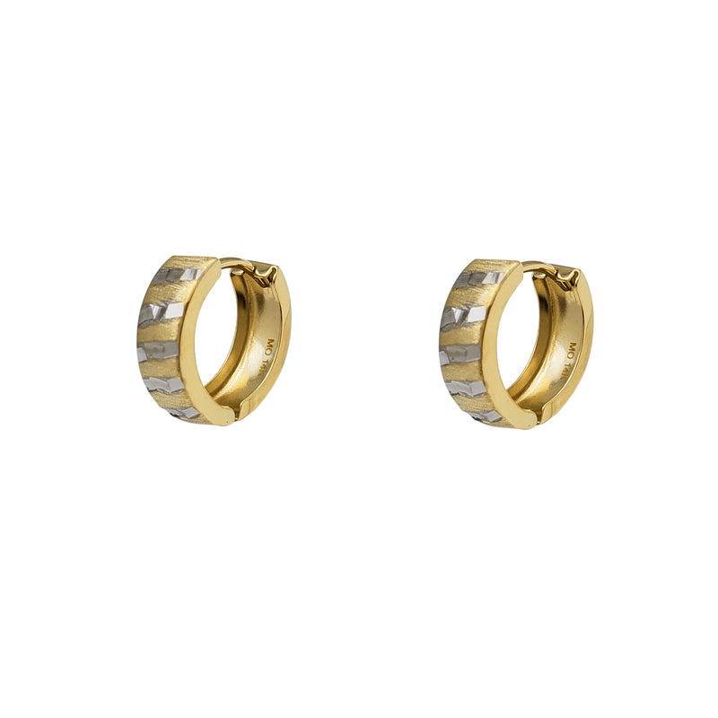 Two-Tone Huggie Earrings (14K)