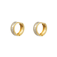 Two-Tone Faceted Huggie Earrings (14K)