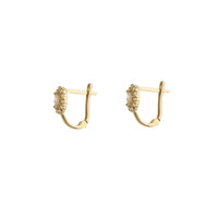 Zirconia Halo Marquise Huggie Earrings (14K)