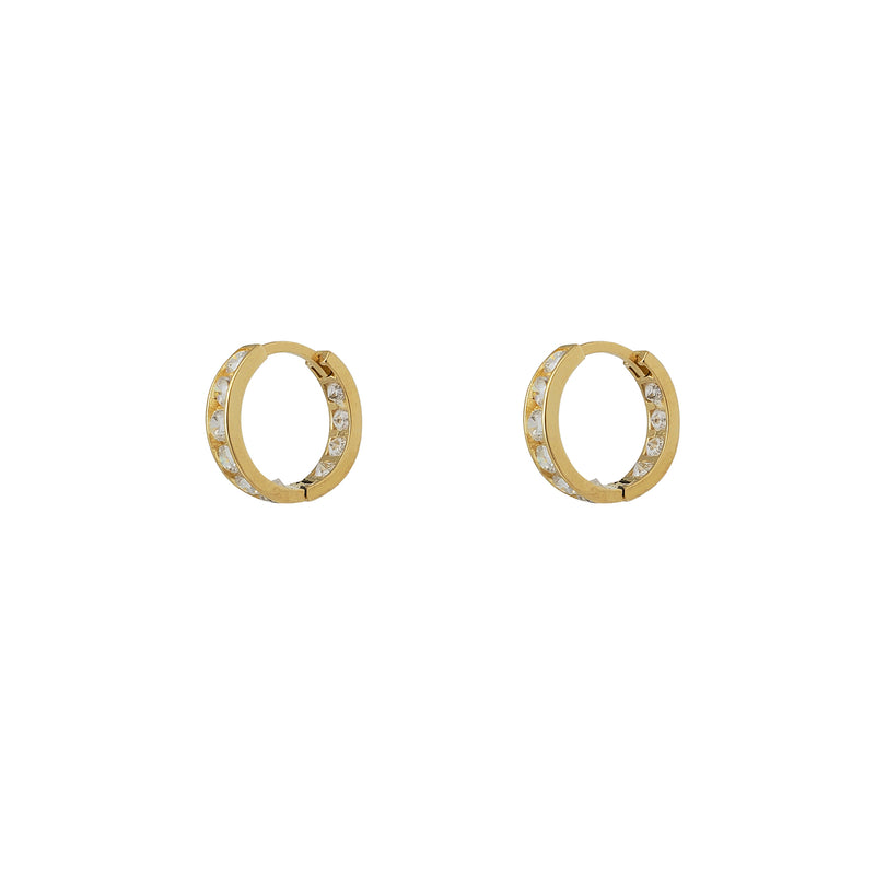 Zirconia Huggie Earrings (14K)