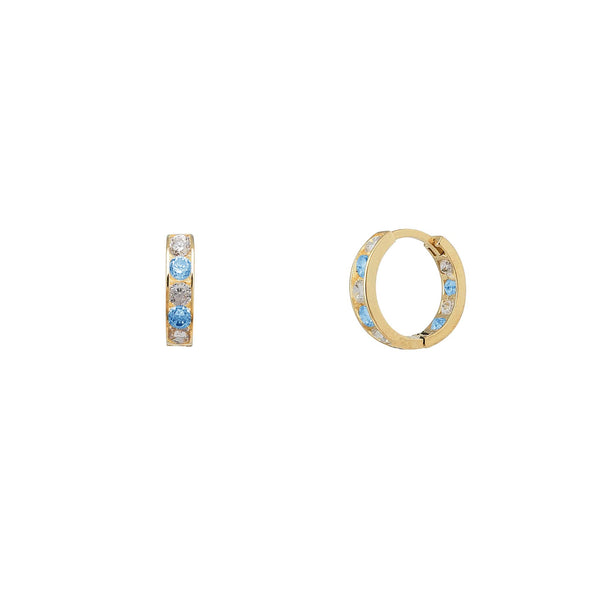 Zirconia Blue Huggie Earrings (14K)