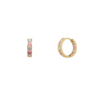 Zirconia Pink Huggie Earrings (14K)