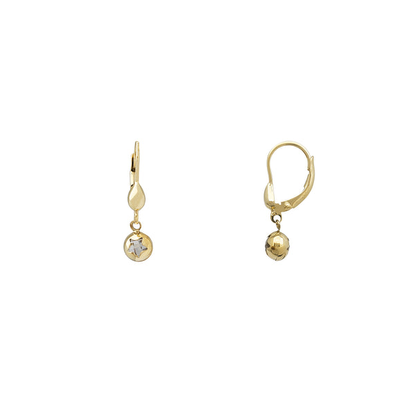 Zirconia Round Star Dangling Huggie Earrings (14K)