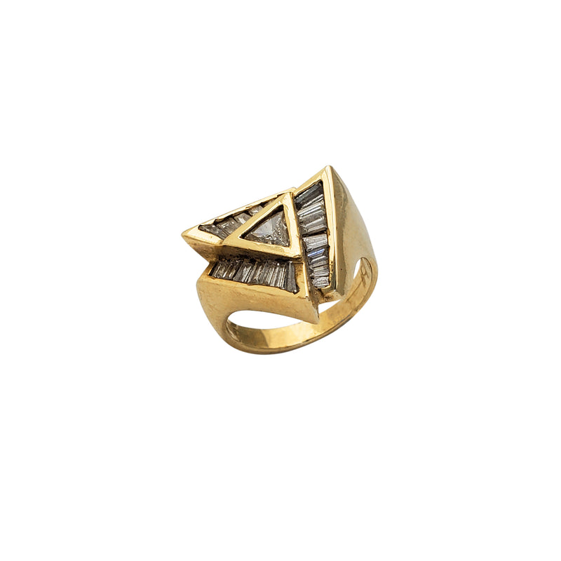 Diamond Baguettes Triangle Ring (14K)