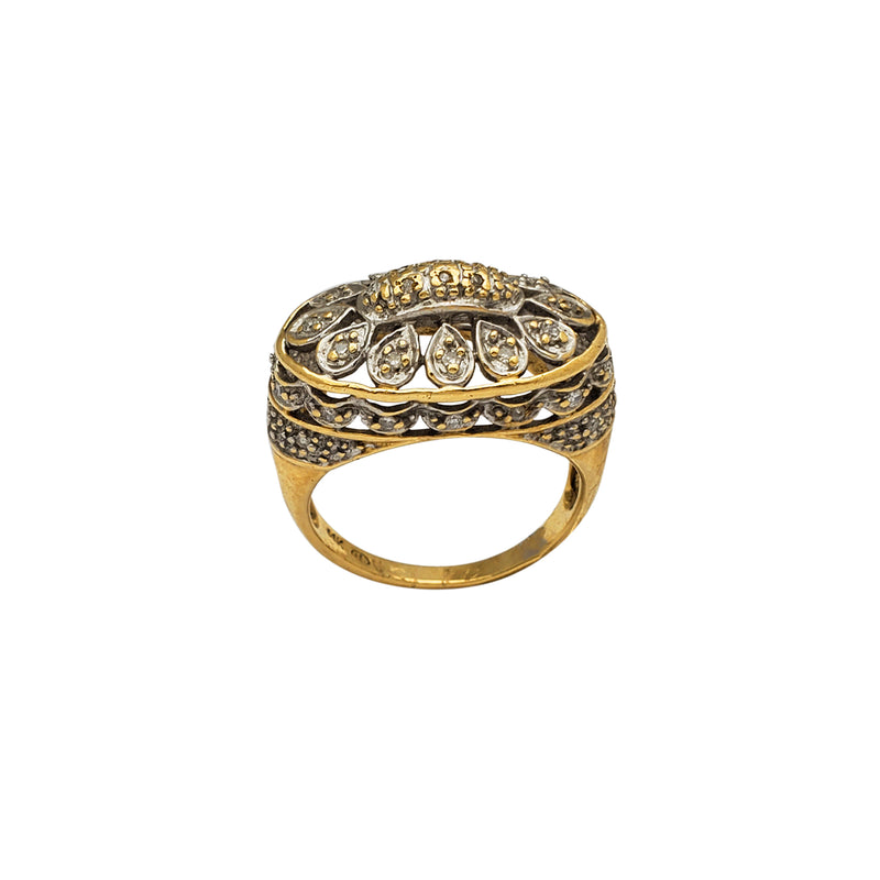 Diamond Floral Oval Ring (14K)