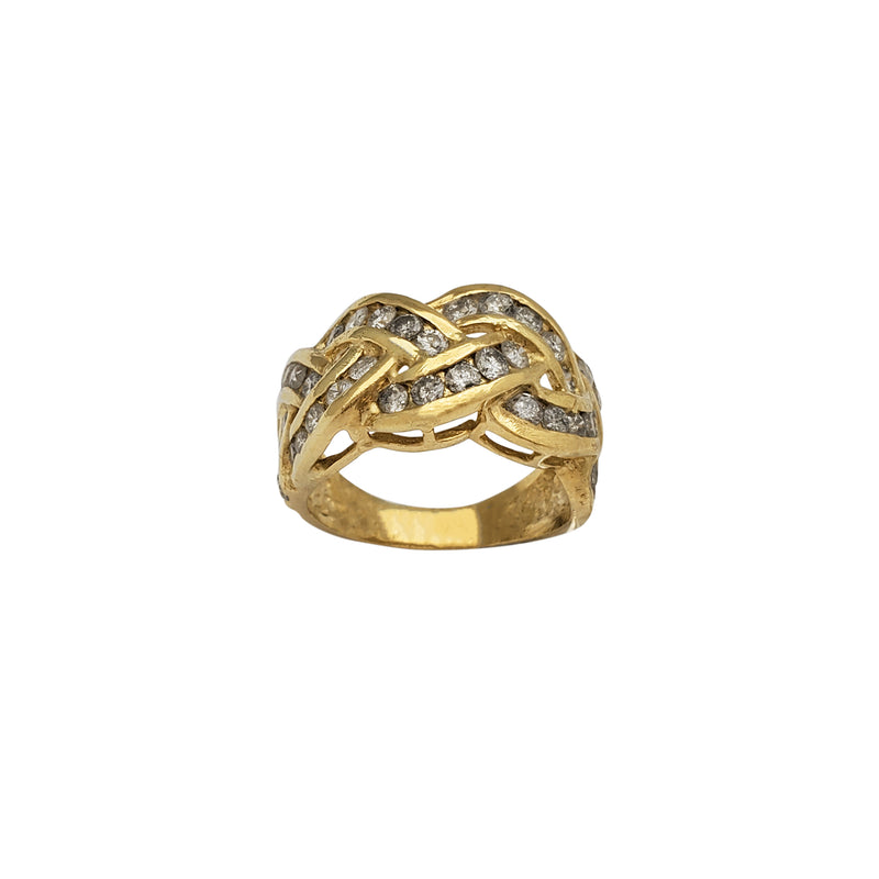 Diamond Channel-Set Braided Band Ring (14K)