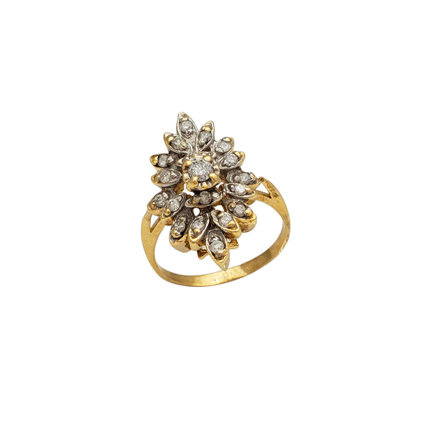 Diamond Two-Tone Cluster Flower Ring (14K)