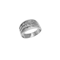 Diamond Tri-Roll Baguettes Band Ring (14K)