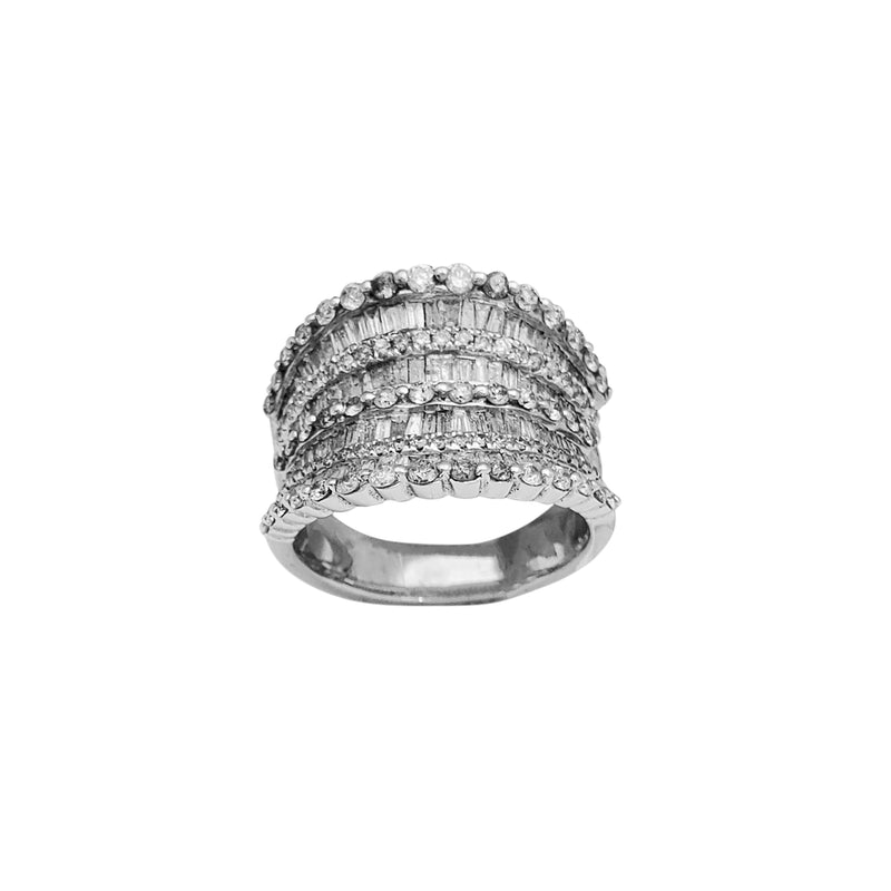 Diamond Baguettes & Princess-Cut Band Ring (14K)