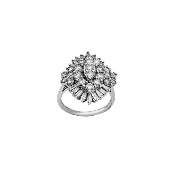 Diamond Cluster Marquise-Shape Engagement Ring (10K)