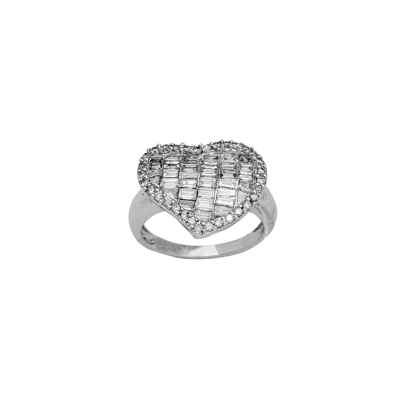 Diamond Heart Round & Baguettes Ring (14K)