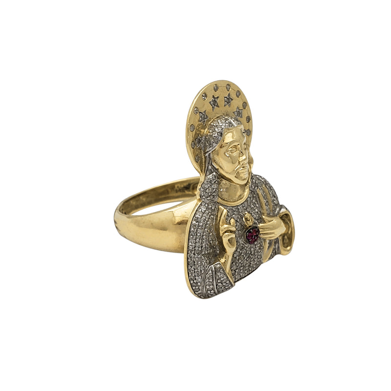 Diamond Sacred Heart Jesus Ring (14K)