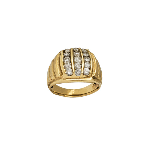 Diamond Ridged Men's Ring (14K)