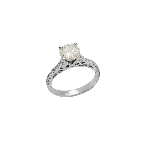 Diamond Vintage Pinch-Shank Engagement Ring (18K)