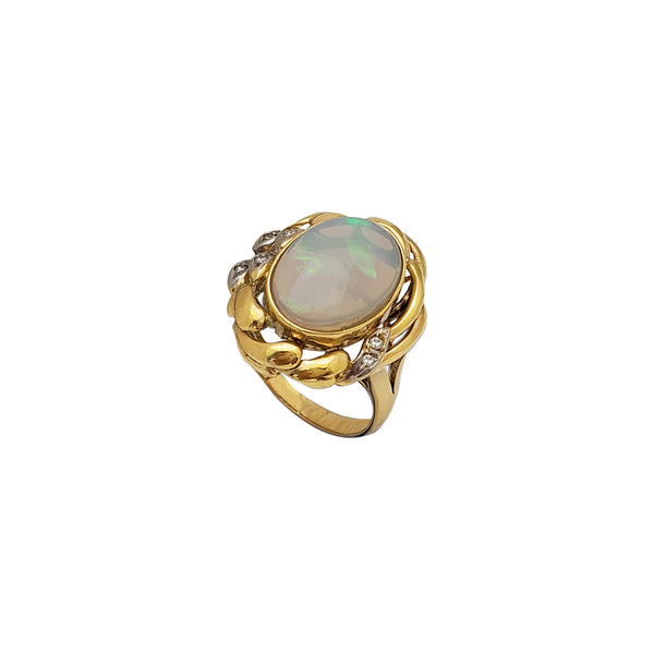 Diamond Floral Black Opal Ring (18K)