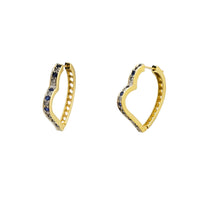 Diamond & Sapphire Heart-Shape Hoops Earrings (14K)