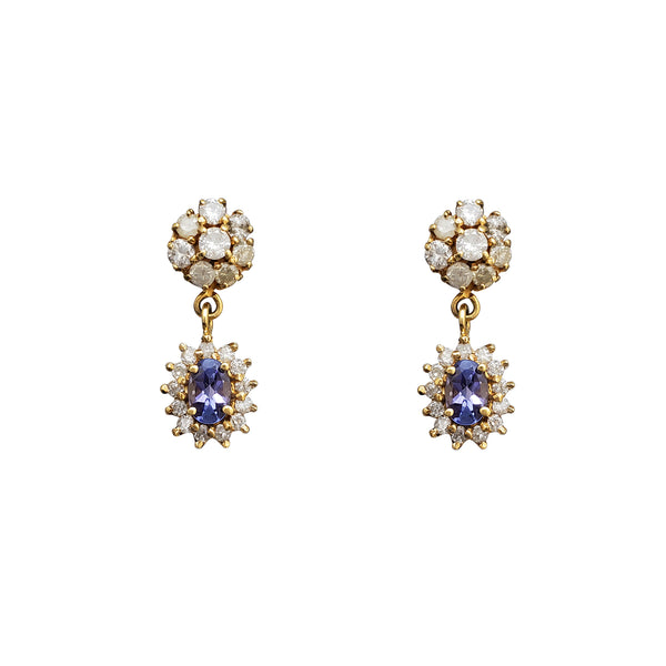 Diamond & Tanzanite Honeycomb Dangling Earrings (14K)