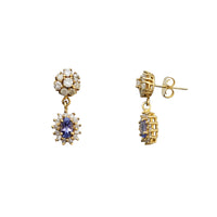 Diamond & Tanzanite Honeycomb Dangling Earrings (14K)