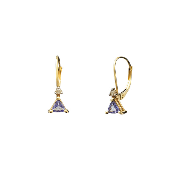 Trillion Tanzanite & Diamond Dangling Earrings (14K)