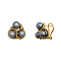 Diamond & South Sea Pearl Omega-Back Earrings (14K)