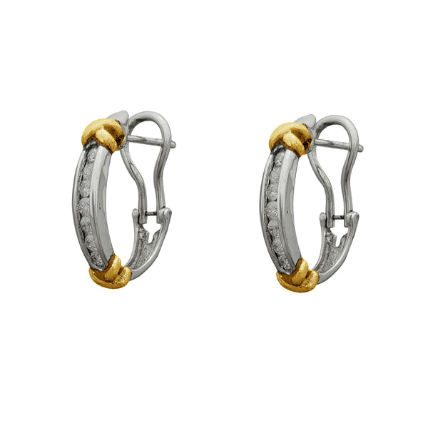 Diamond Double Cross Huggie Earrings (14K)