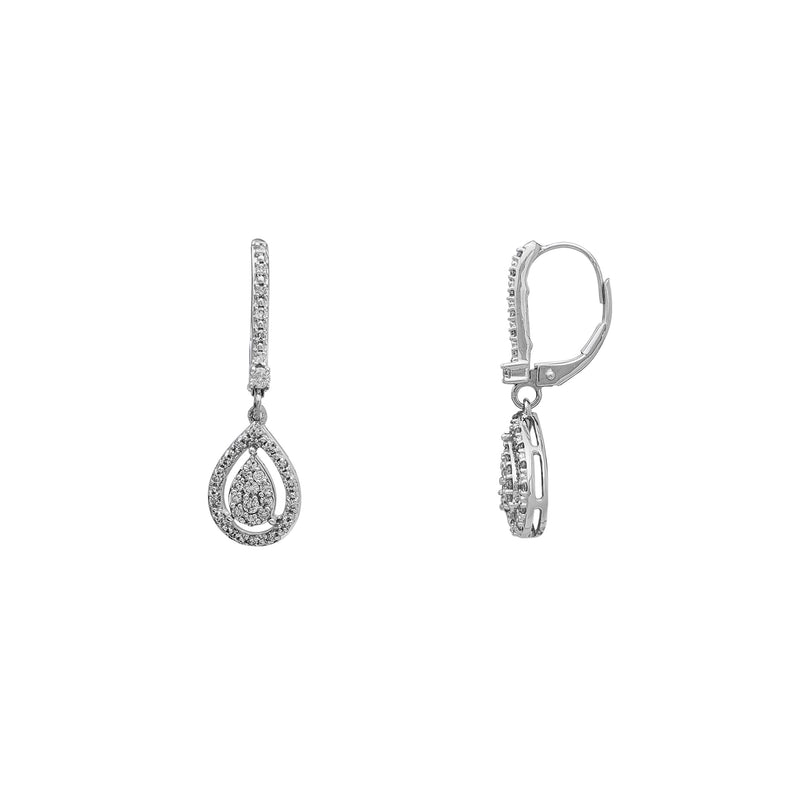 Diamond Pave Teardrop Dangling Earrings (14K)