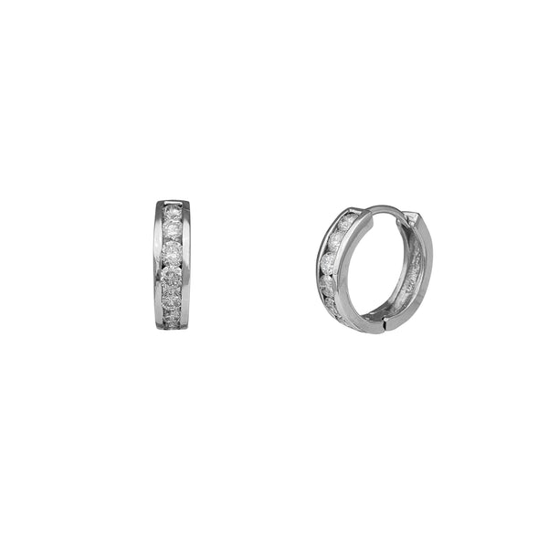 Diamond Channel-Set Huggie Earrings (14K)