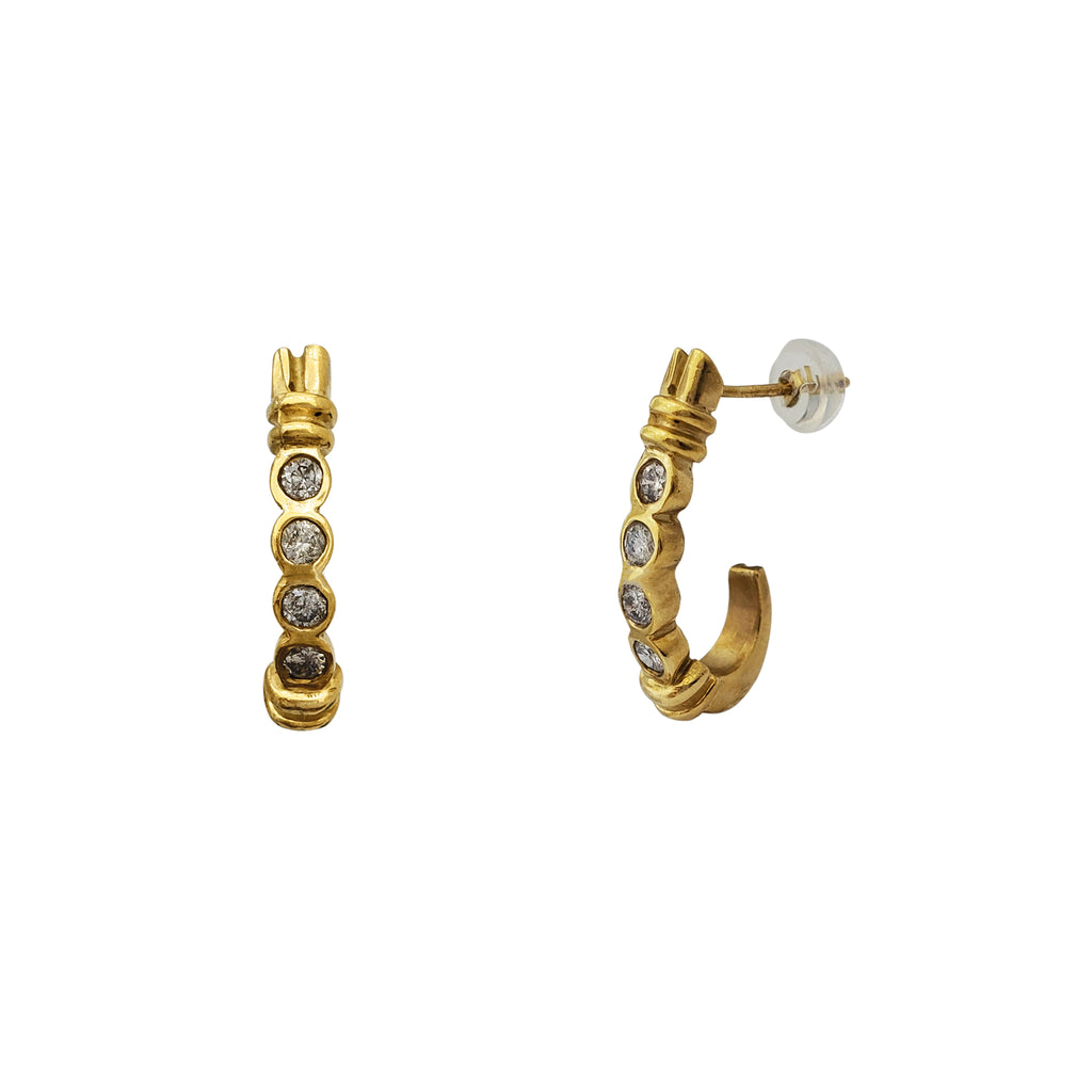 14KR Fish Hook Diamond Earrings