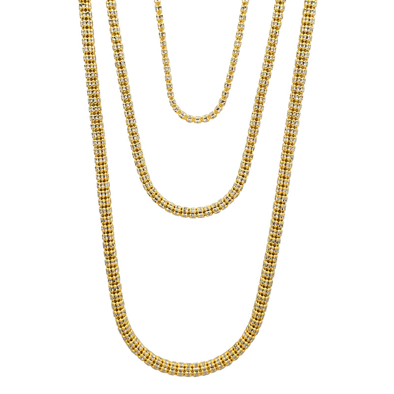 Two-Tone Hollow Diamond-Cut Popcorn Chain (14K/10K)