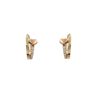 Zirconia Two-Tone Heart Huggie Earrings (14K)