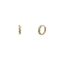 Zirconia Leaves Branch Huggie Earrings (14K)