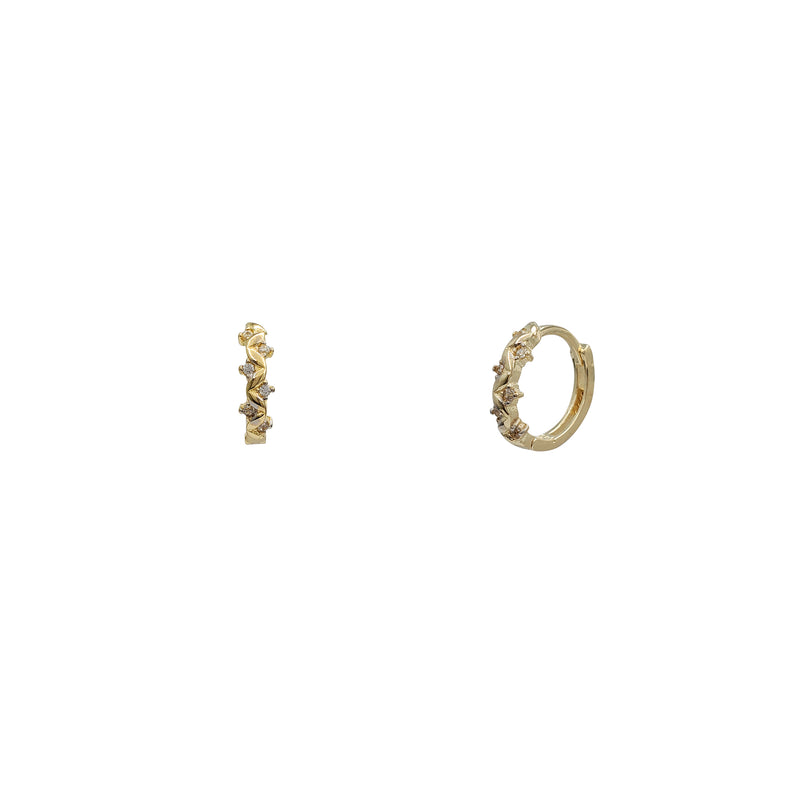 Zirconia Leaves Branch Huggie Earrings (14K)