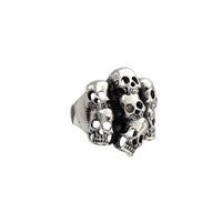 Antique-Finish Crypt Skulls Men's Ring (Silver)