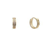 Zirconia Pave Greek-Key Latch Huggie Earrings (14K)