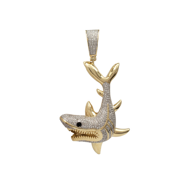 Diamond Iced-Out Shark Pendant (10K)