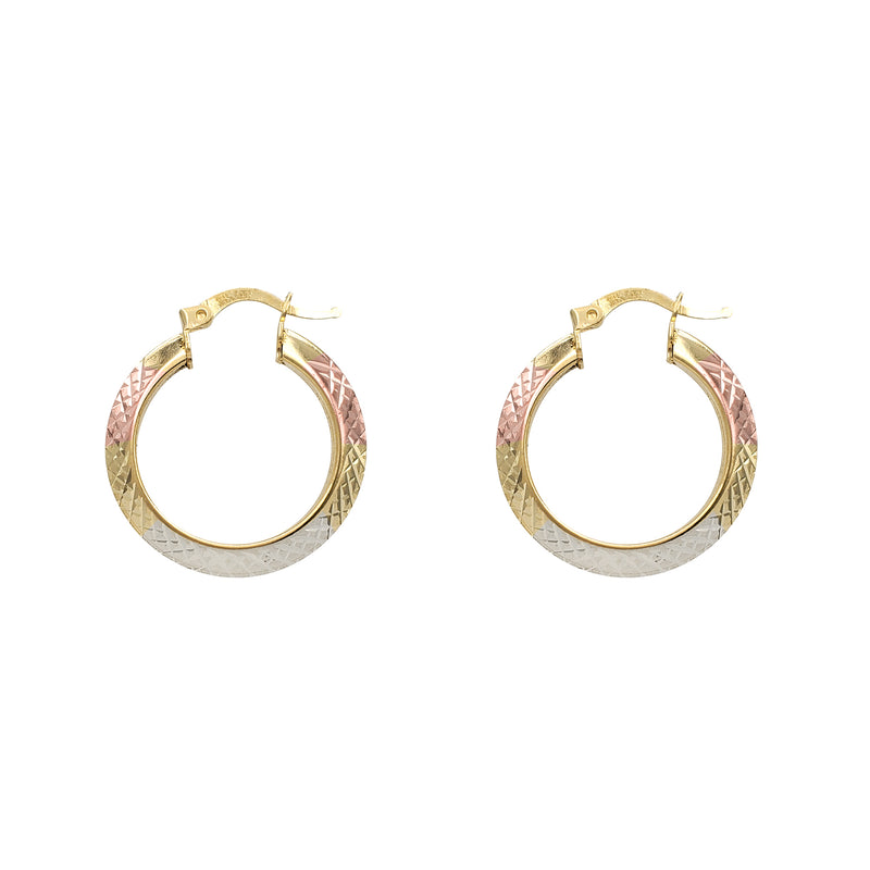 Tricolor Faceted-cuts Hoop Earrings (14K)