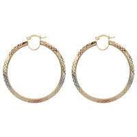 Tricolor Faceted-cuts Hoop Earrings (14K)