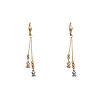 Tricolor Teddy Bear Dangling Earrings (14K)