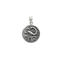 Antique Finish Scorpion Zodiac Sign Round Pendant (Silver)