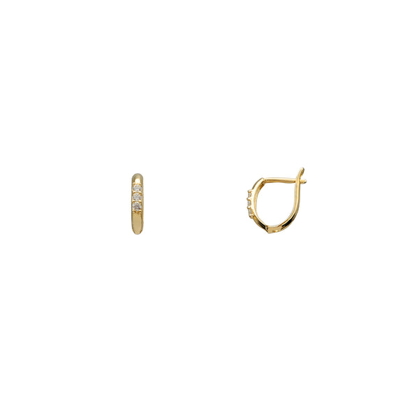 Zirconia 3-Stone Huggie Earrings (14K)