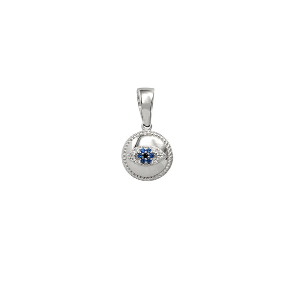 Zirconia Evil Eye Round Pendant (Silver)