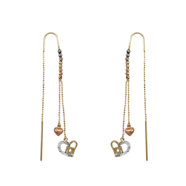 Tricolor Quinceanera Ear Threads Dangling Drop Earrings (14K)