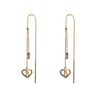 Tricolor Quinceanera Threads Dangling Drop Earrings (14K)