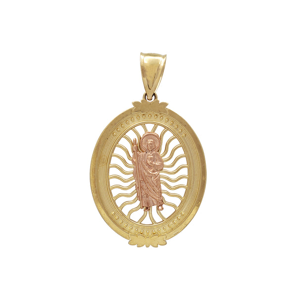 Two-Tone Saint Jude Oval Medallion Pendant (14K)