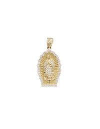 14K CZ Virgin Mary Pendant (14K)