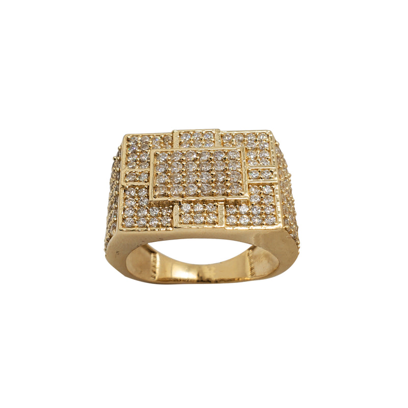 Iced-Out Rectangular Men's Ring (14K)