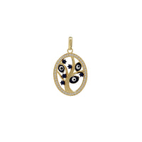 Zirconia Oval Blue Evil Eyes Tree of Life Pendant (14K)