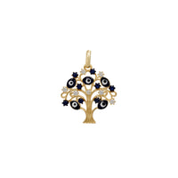 Zirconia Blue Evil Eyes Tree of Life Pendant (14K)