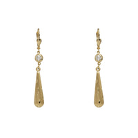 Brushed-Finish & Diamond-cuts Drop Dangling Earrings (14K)