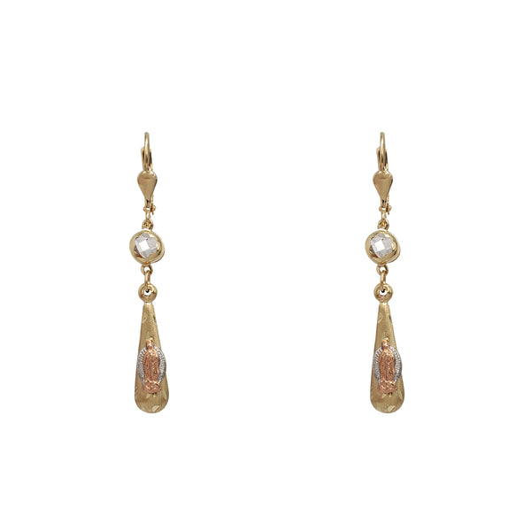 Tricolor Virgin Mary Drop Dangling Earrings (14K)